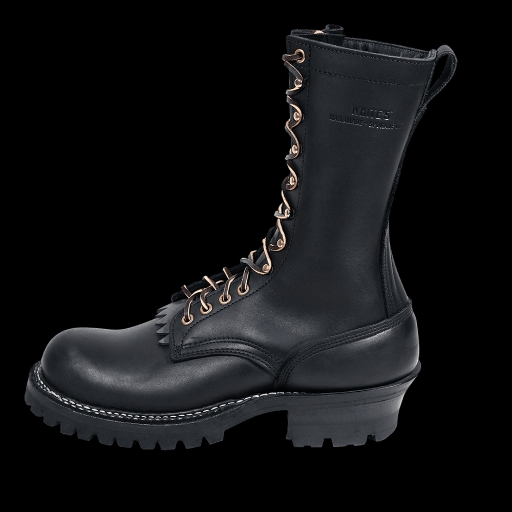 Black Leather Lace-Up Boots